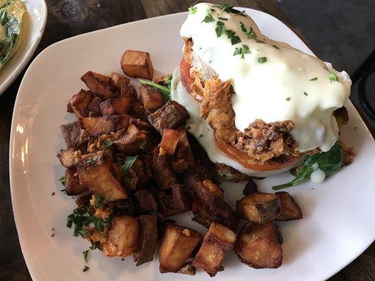 Fried chicken benedict