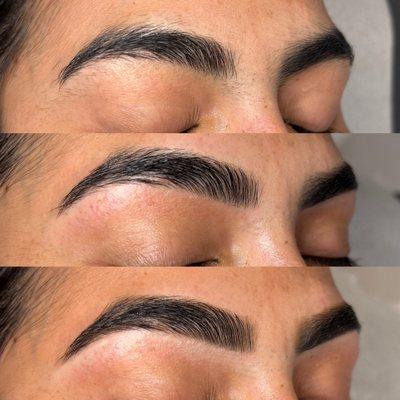 Brow waxing with make up fill in