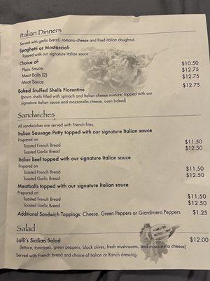 New Menu New Prices