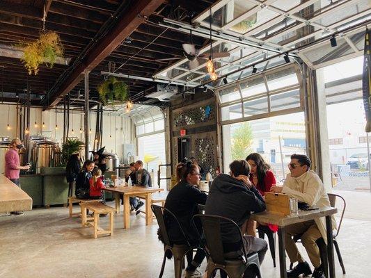 Indoor seating available with limited tables so may have to wait a bit.