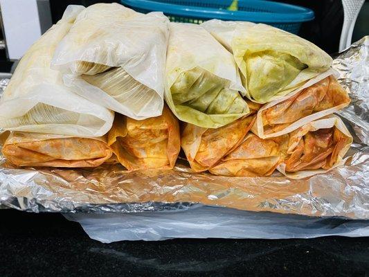 Red & Green sauce pork tamales...