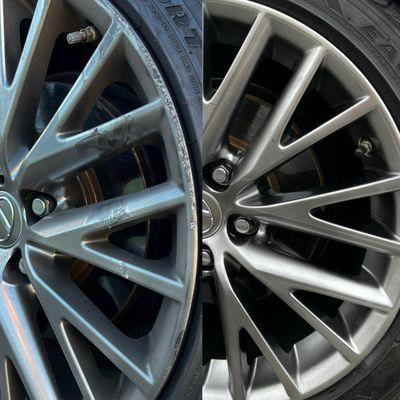 Before and after of front right tire (it's like nothing happened at all)