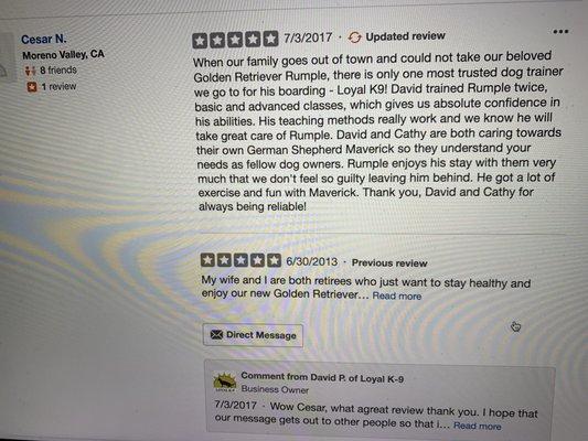 5 Star that Yelp removed posted by a client.