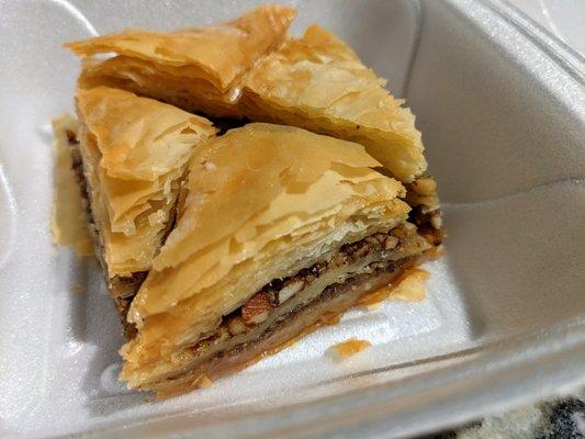 Two orders of baklava. $2 x 2 = $4.