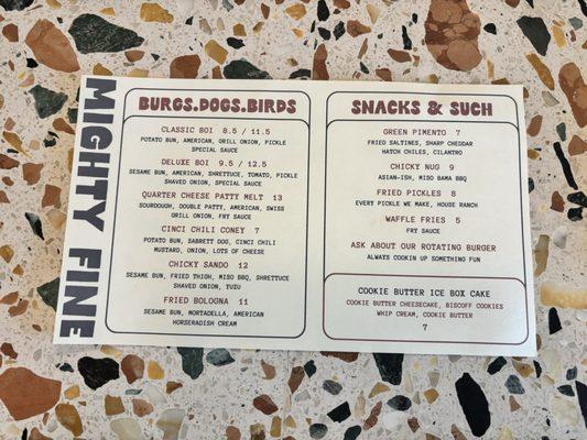 Lunch and Dinner menu