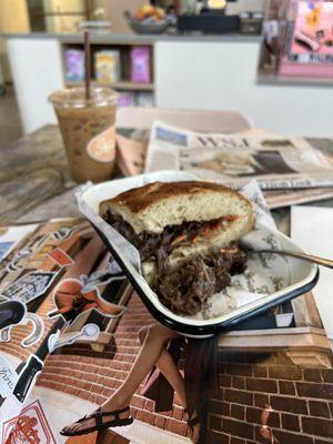 The Tribune and the WSJ with an iced vanilla latte!