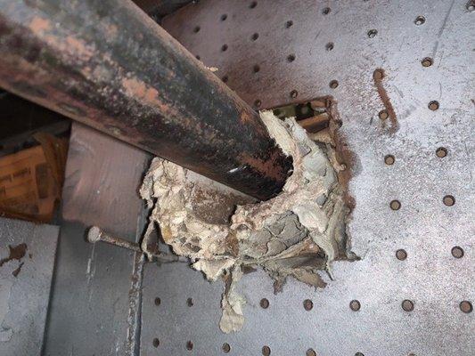 Asbestos containing pipe wrap is a health hazard!