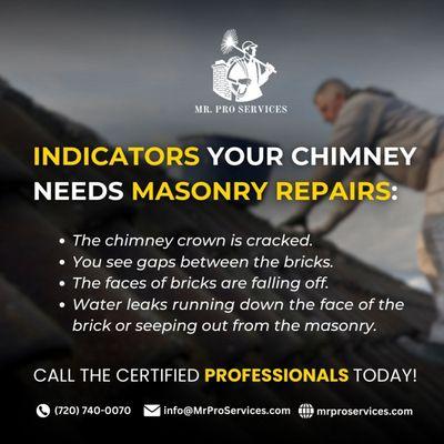 Here are some of the indicators that your chimney is due for a repair.