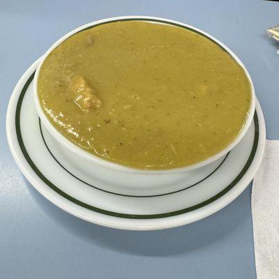 Pea soup overflowing.