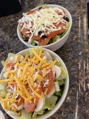 1/2 size salads: dinner and Tuscan salads