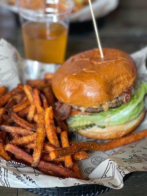 California burger with sweet potato fries