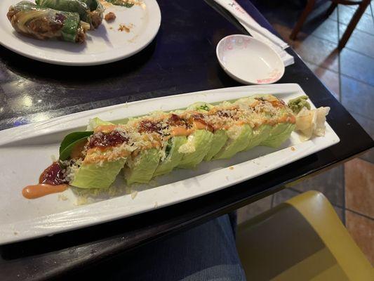 Crispy duck spring roll and Purple Lobster Roll