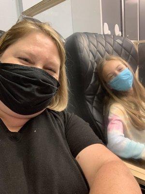 My daughter and I relaxing during our pedicures