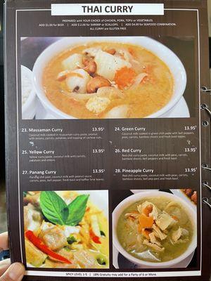 Menu: Thai curry