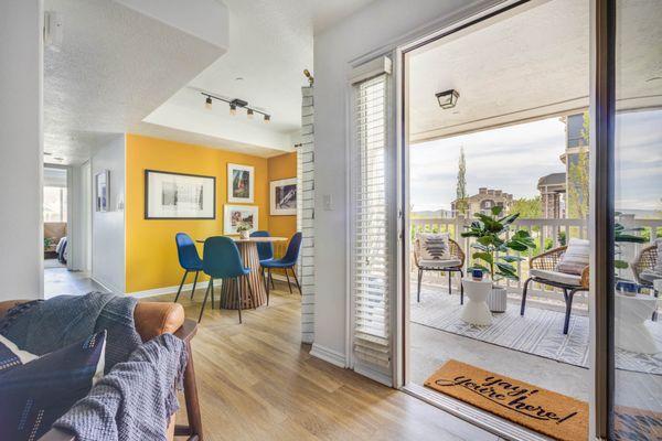 dining room with a view of the patio