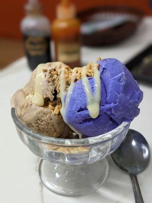 Kona coffee and ube ice cream