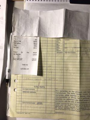 Invoice from Barry Franks, $250.00