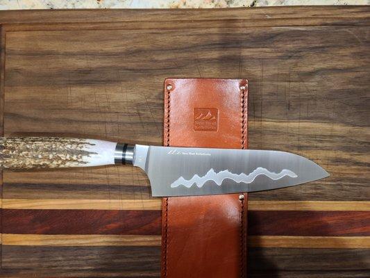 Elk antler handle santoku