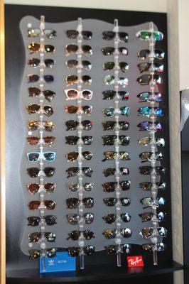 Wide variety of men's, women's and kid's sunglasses.  Rayban, Oakley, Kate Spade, Vera Wang, Zac Posen & Ted Baker designer frames