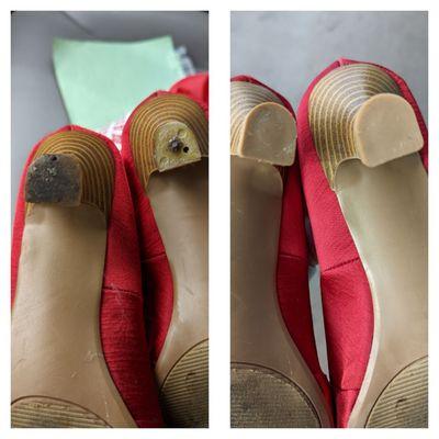 Before and after (simple heel cap replacement, $10)