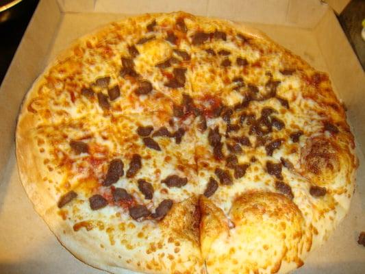 Pardon of the blurry picture of the Beef Topping Pizza TO GO Order from Little Caesars Pizza March 14th 2013.