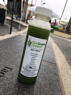 Got MVP green juice, At the Newport Farmer's Market, July 2022