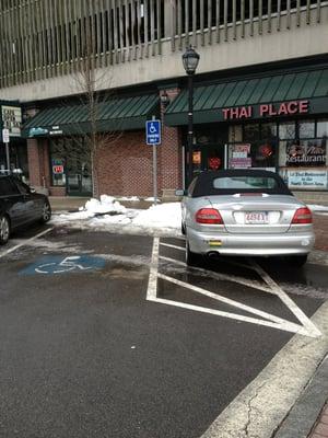 Nice park job asshole. Those slanted lines are so people with wheelchairs can get in and out.