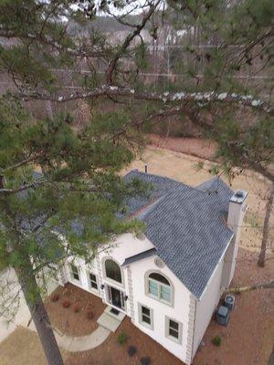 An aerial climbers view from a pine in alpharetta.