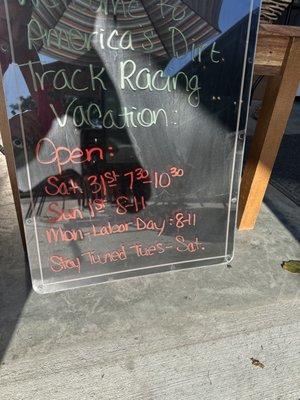 Welcome to America's Dirt Track Racing Vacation! Come get some delicious breakfast while you're in town!