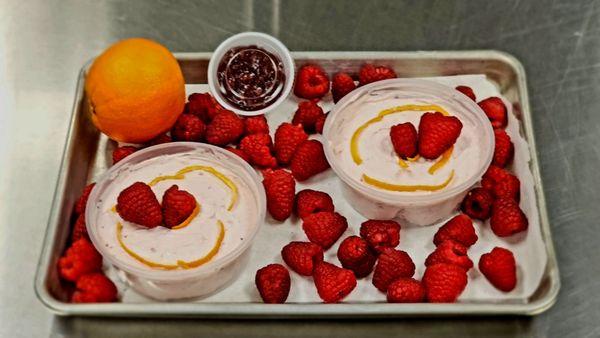 Our new delicious raspberry cream cheese that is on our holiday board. Order yours today!