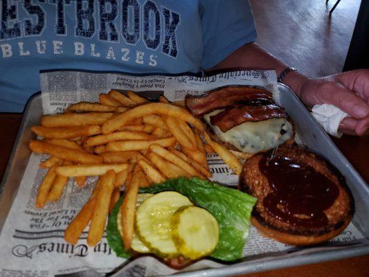 Cheese burger and fries