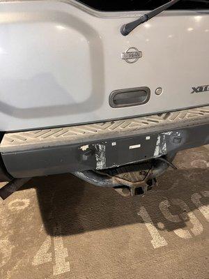 When arriving home, the license plate and frame had been ripped off.