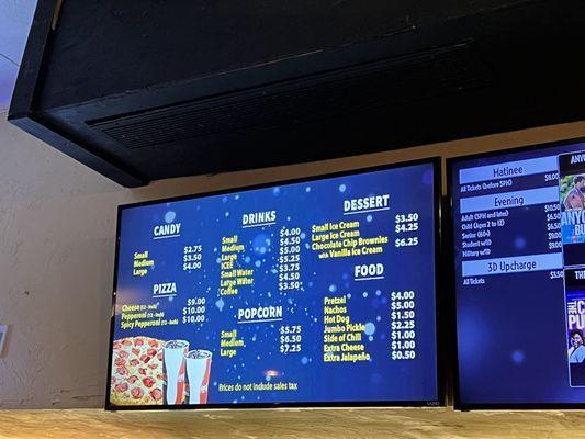 Concessions menu