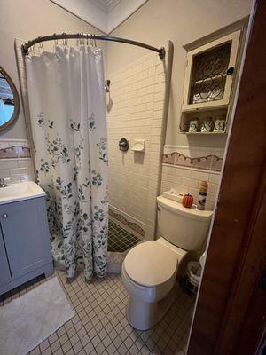 The bathroom in the Lady Genevieve room