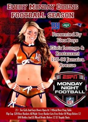 CHECK OUT MONDAY NIGHT FOOTBALL AT ELIXIR LOUNGE WITH FLEX BOYS!!!