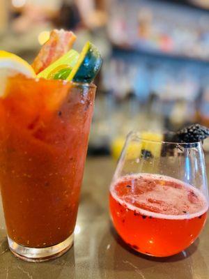 Spicy Bloody Mary + Blackberry Bellini