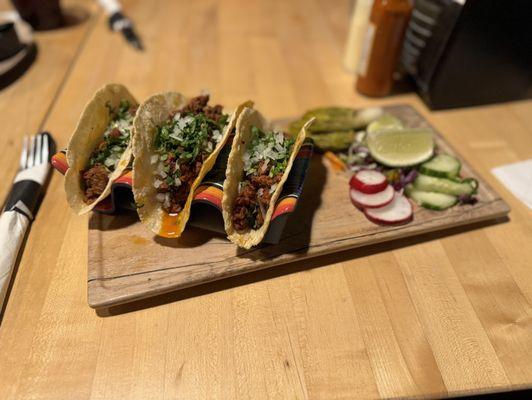 Mexican spicy sausage tacos