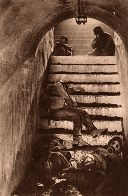 Deceased soldiers at fort vaux during WWI, an accurate depiction of how it feels to exist in this walgreens