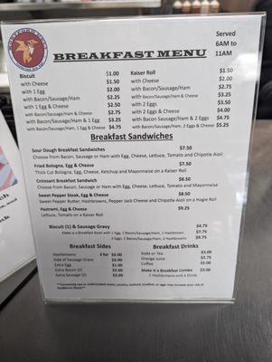 Breakfast menu!