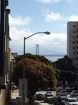 View of the Bay Bridge from the side of the top of the Broadway Tunnel.  It's a great day to be in North Beach!