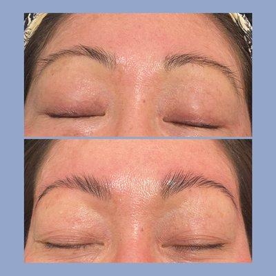 Brow lamination. Before & after