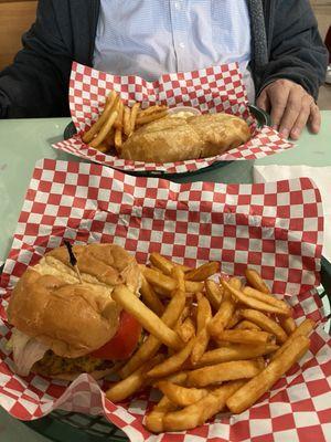 Hubby got "The Hillbilly Philly" and I got a massive cheeseburger, both with fries!! Delish!