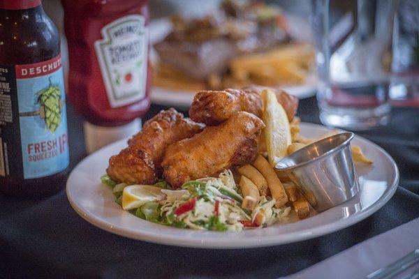 Our house fried fish and chips is the perfect treat after a long day of fishing!