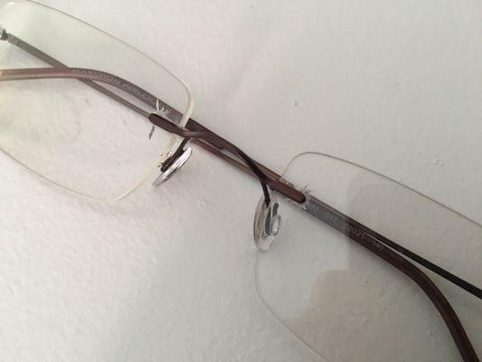 Full of cracks around the screw. Defected glasses and they said that it was normal to have cracks.