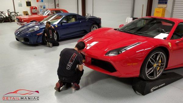 Laying some Stek DYNOshield  paint protection film (PPF / clear bra) on both Ferrari 488 + 430!