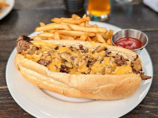 Cheesesteak and fries