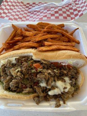 Philly cheese steak sandwich