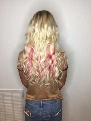 Pink and Blonde Vomor Hair Extensions