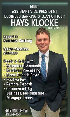 Assistant Vice President Hays Klocke serves as the Business Banker for HOMEBANK's Canton Branch.