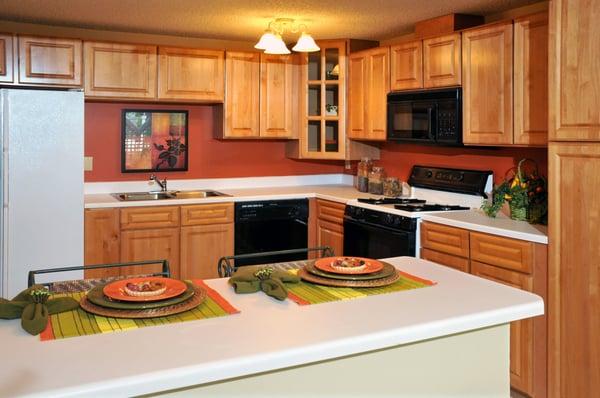 Featuring Beautiful Honey Oak Cabinets